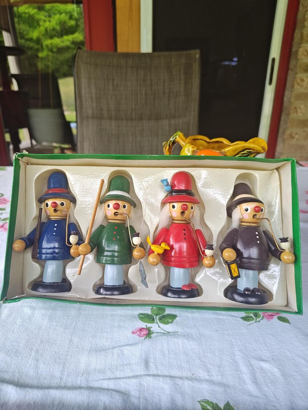 Räuchermännchen Wooden smoker set hunter fisherman hight watchman bird watcher